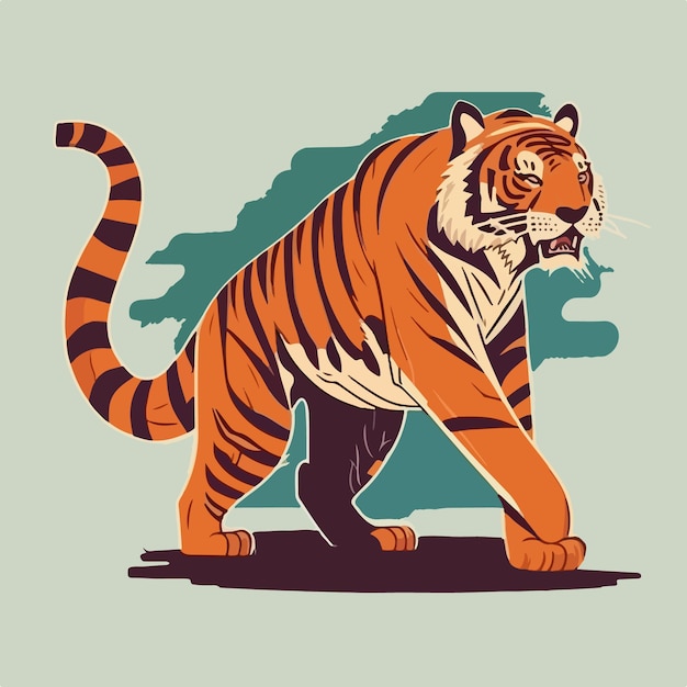 Roaring tiger cartoon vector illustration