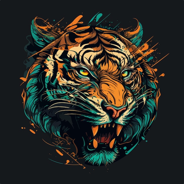 Vector roaring tiger head vector illustration