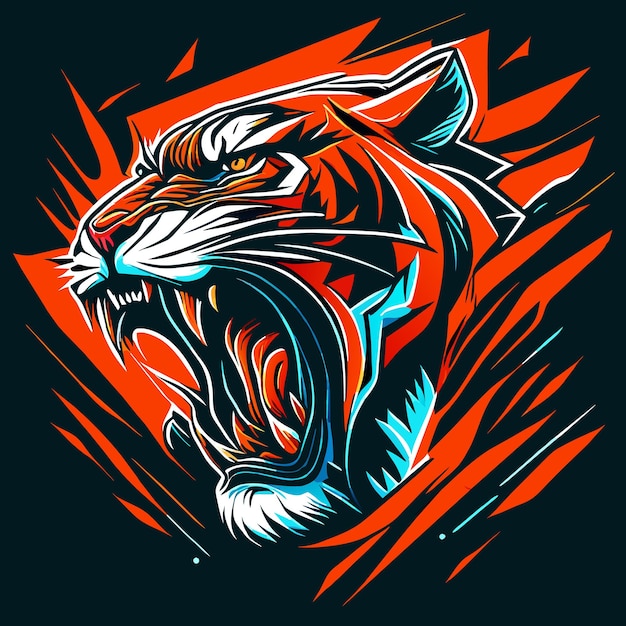 Roaring tiger illustration for bold graphic statements