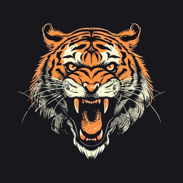 Tiger Line Sign Vector Illustration Stock Illustration - Download Image Now  - Tiger, Roaring, Logo - iStock