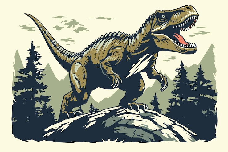 Vector roaring tyrannosaurus mesozoïsch tijdperk vleesetende dinosaurus vector illustratie