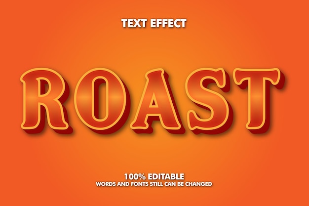 Roast Moderne vetgedrukte 3D-typografie cartoon bewerkbare tekst-effect