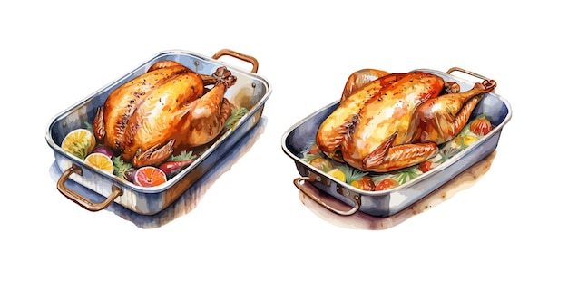 Roast turkey clipart isolated vector illustration