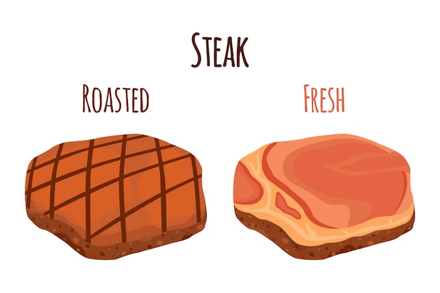ベクトル ローストした新鮮なステーキ