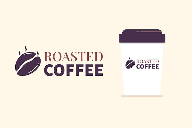 Vector roasted coffee logo design and mockup