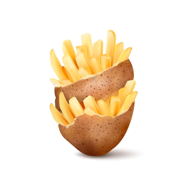 Roasted french fries and whole potato fast food