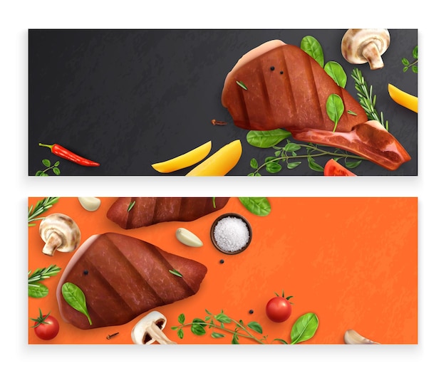 Roasted meat with vegetables banners