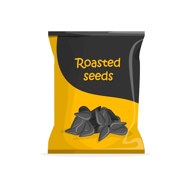 Roasted sunflower seeds Product packaging design Template or mockup Vector illustration