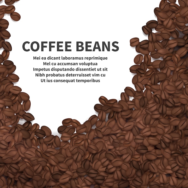 Roasting coffee beans background template. coffee bean roasted, seed aroma arabica illustration