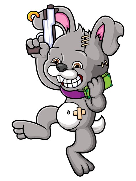 Vector the robber rabbit holding gun and money