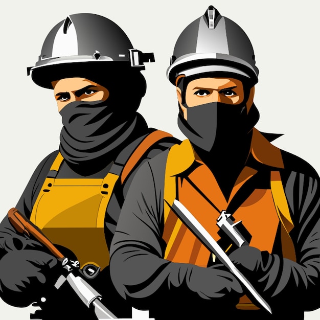 robbers disguised as craftsmen vector illustration