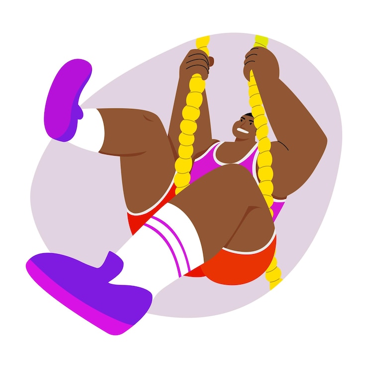 Vector robe climbing character illustration in flat style