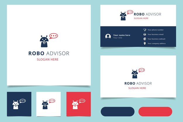 Robo-adviseur logo-ontwerp met bewerkbaar slogan-brandingboek