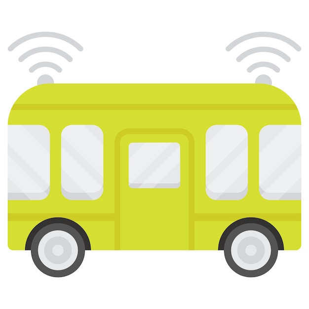 Robo Passagiers Bewegende Bus Concept Urban Wifi Tram Vector Design Toekomstig transport Zonder bestuurder