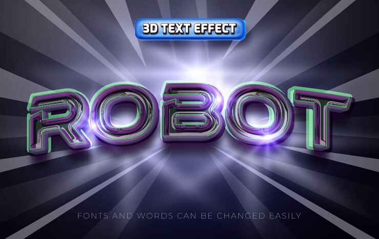 Vector robot 3d editable text effect style