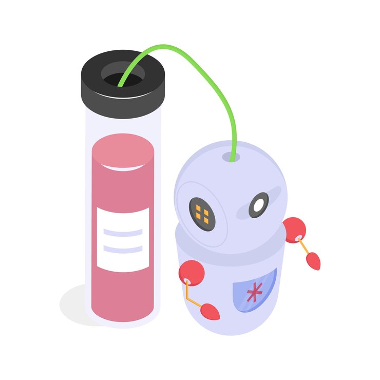 Vector robot analyzing blood samples for diagnostics and treatment