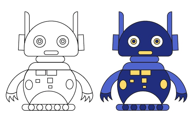 robot android cartoon kleurboek vector