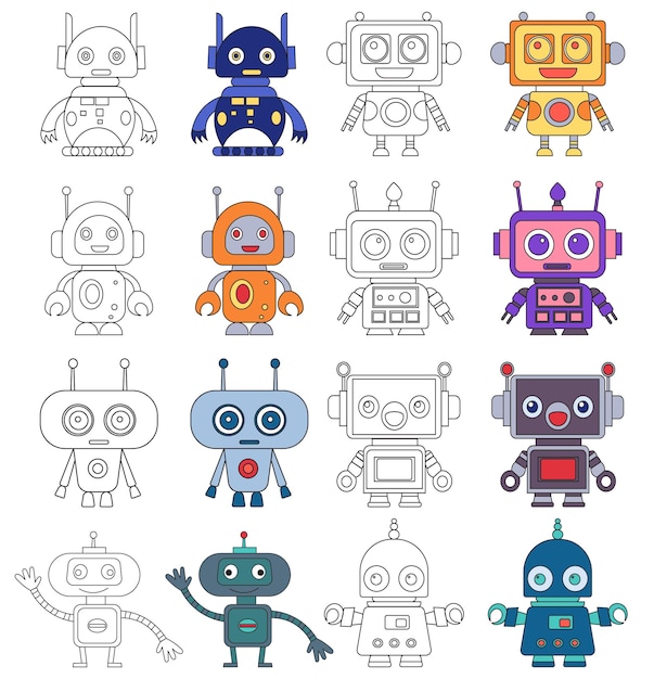 Robot android libro da colorare vettore