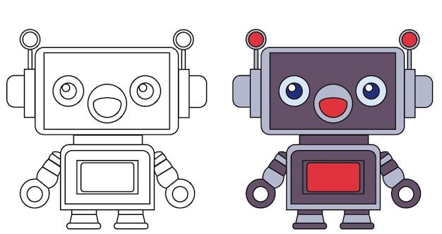 Robot android kinderen kleurboek geïsoleerd