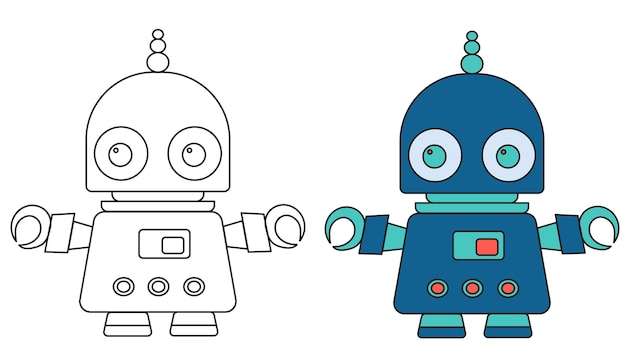 Robot android kinderen kleurboek vector op witte achtergrond