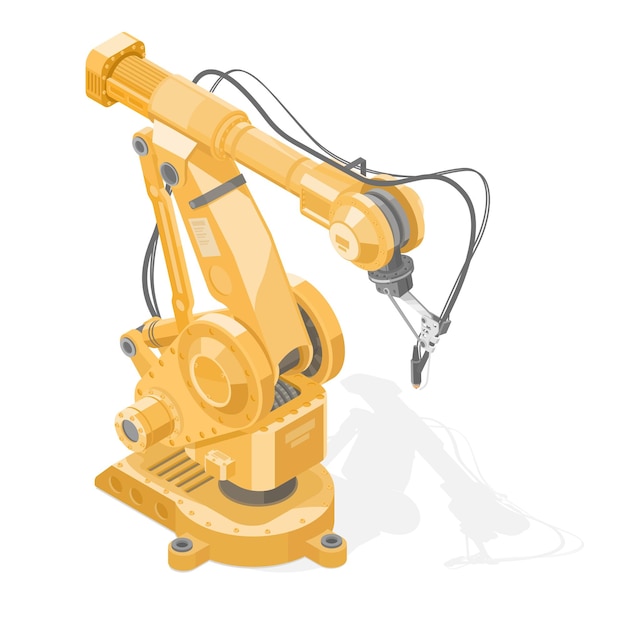 Robot arm isometric for heavy load welding automation system smart industrial yellow isolated