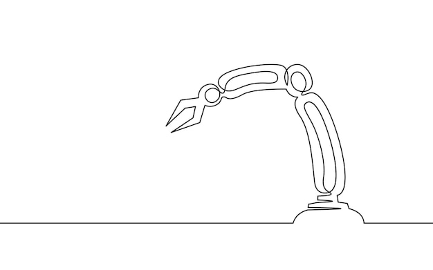 로봇 팔 로우 폴리 매니퓰레이터 부품 구성 조립 삼각형 모양 연속 라인 아트 로봇 인공 기계 혁신 기술 손 벡터 그림