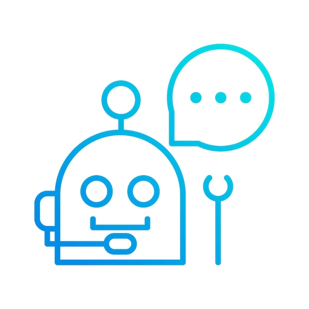 Robot assistance automation gradient outline icon vector illustration