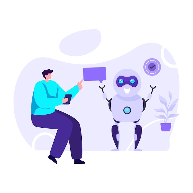 Robot assistant flat illustration editable vector design