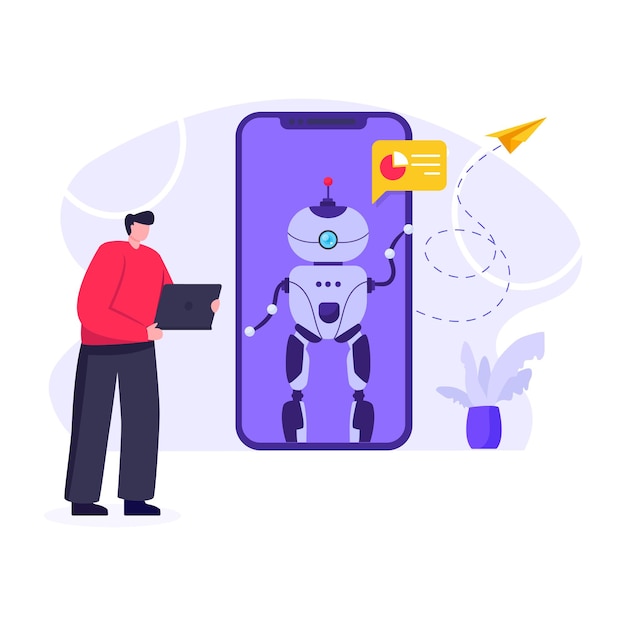 Robot assistant flat illustration editable vector design