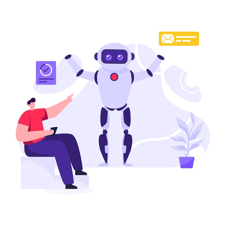Vector robot assistant flat illustration editable vector design