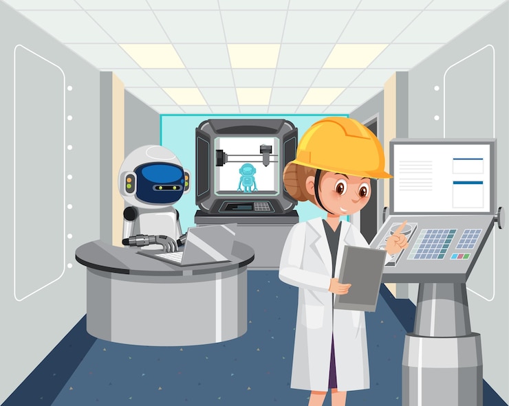 Vector robot automation industry concept