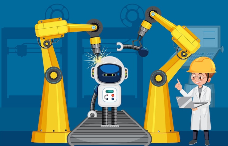 Vector robot automation industry concept