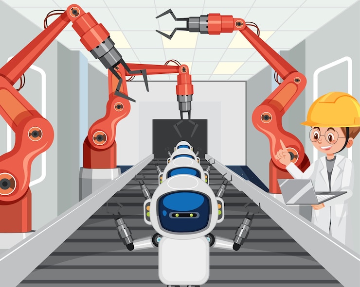 Vector robot automation industry concept