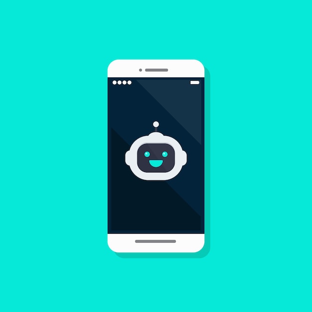 Robot avatar on smartphone. Vector illustration
