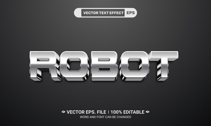 Vector robot bewerkbaar 3d-vectorteksteffect