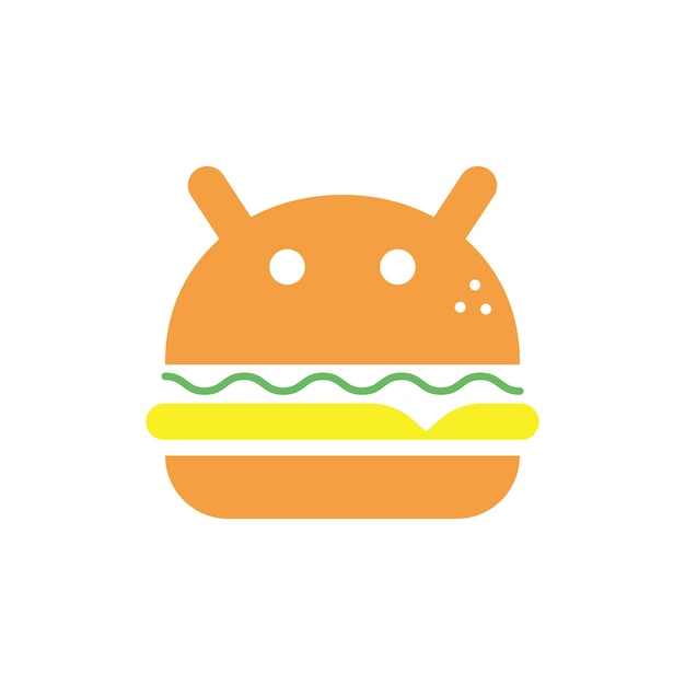 Robot burger logo vector icon. Burger evolution robot illustration logo.