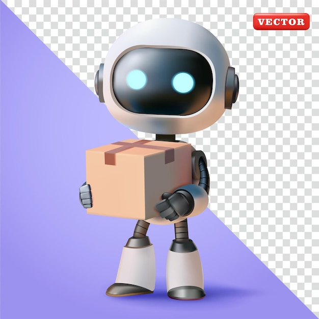 パッケージを運ぶロボット 3D ベクトル パーセル配達技術とデザイン要素に適しています