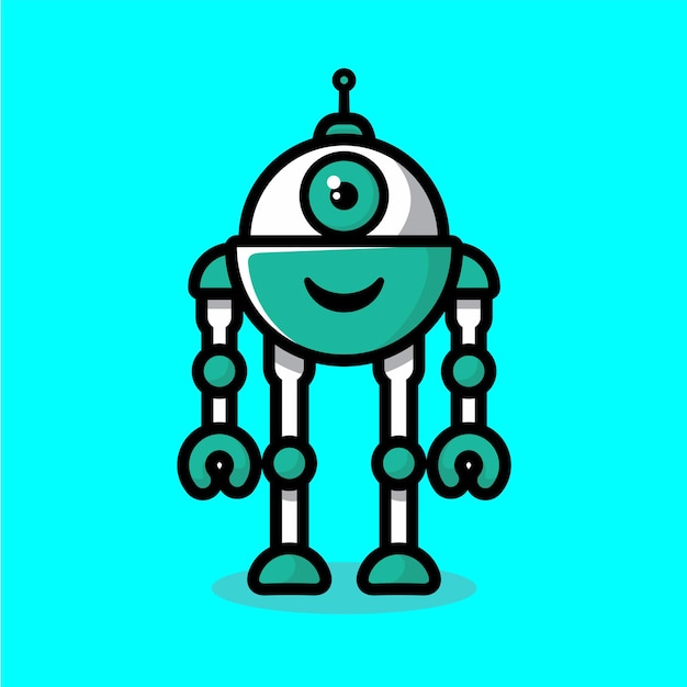 Vector robot cartoon characters, flat design style
