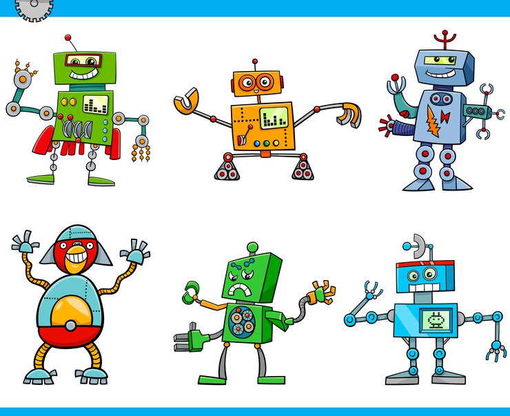 Vector robot cartoon characters