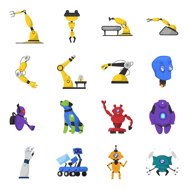 Vector robot cartoon icon set