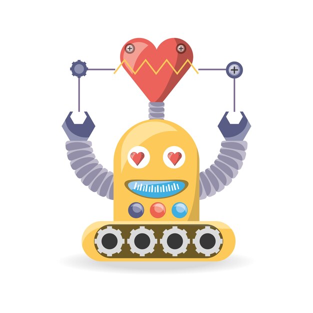 Robot cartoon in love