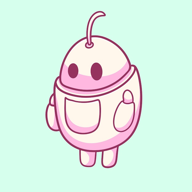 Robot Cartoon Mascot Funny Vector Smile Happiness Fun Cute Flat Design Cool