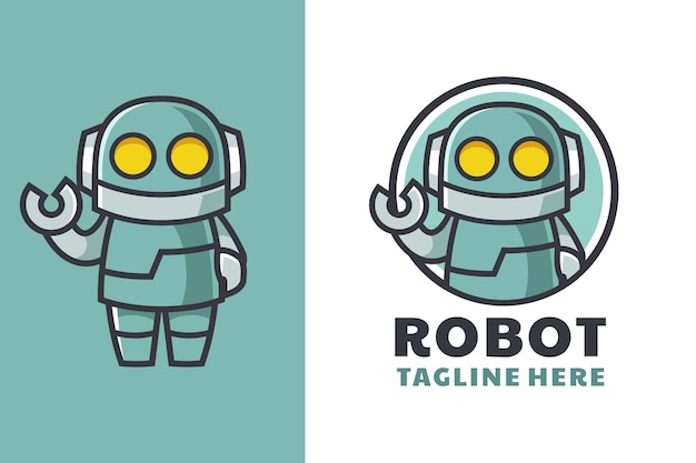 Robot cartoon mascot logo design