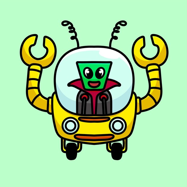 Robot Cartoon Mascotte Vector Grappig Geluk Alien