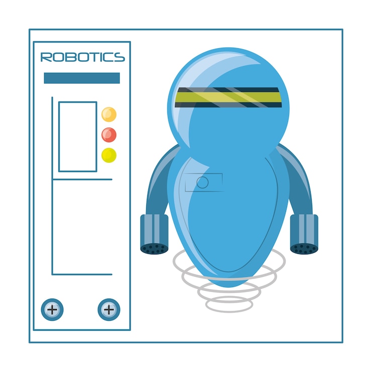 Vector robot cartoon of robotic technology and futuristic theme