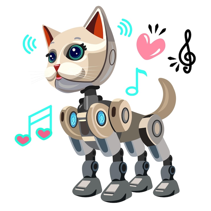 Vector robot cat cute toy