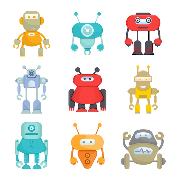 Vector robot character avatar set