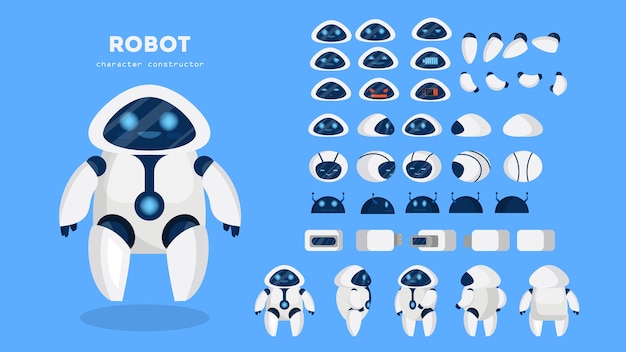다양한 뷰의 애니메이션을위한 로봇 캐릭터