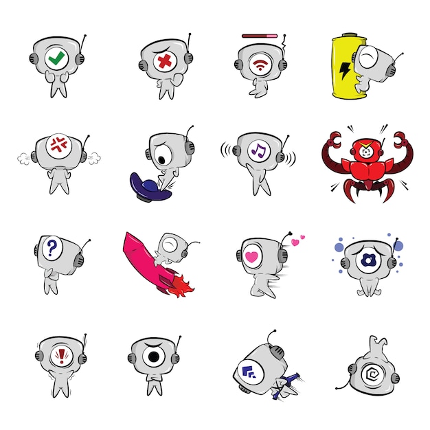 Robot character illustration expression  