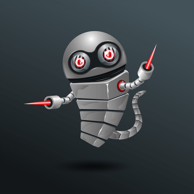 両手のタッチを持つロボットキャラクター。そして、テールを持っています